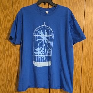 Blue Graphic Birdcage Tee